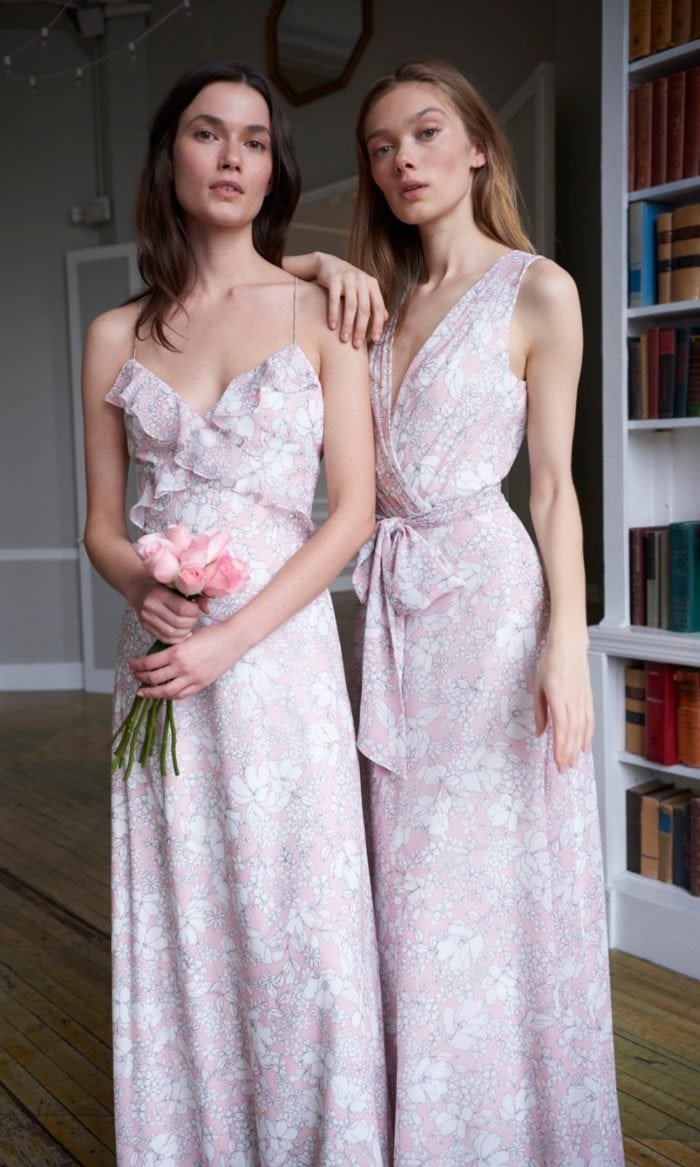 Floral print bridesmaid dresses by Monique Lhuillier