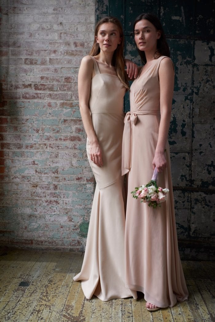 Celine and Reese Neutral Bridesmaid Dresses by Monique Lhuillier Bridesmaid Dresses