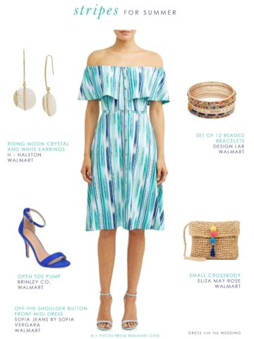 off the shoulder striped blue dress for summer 2019