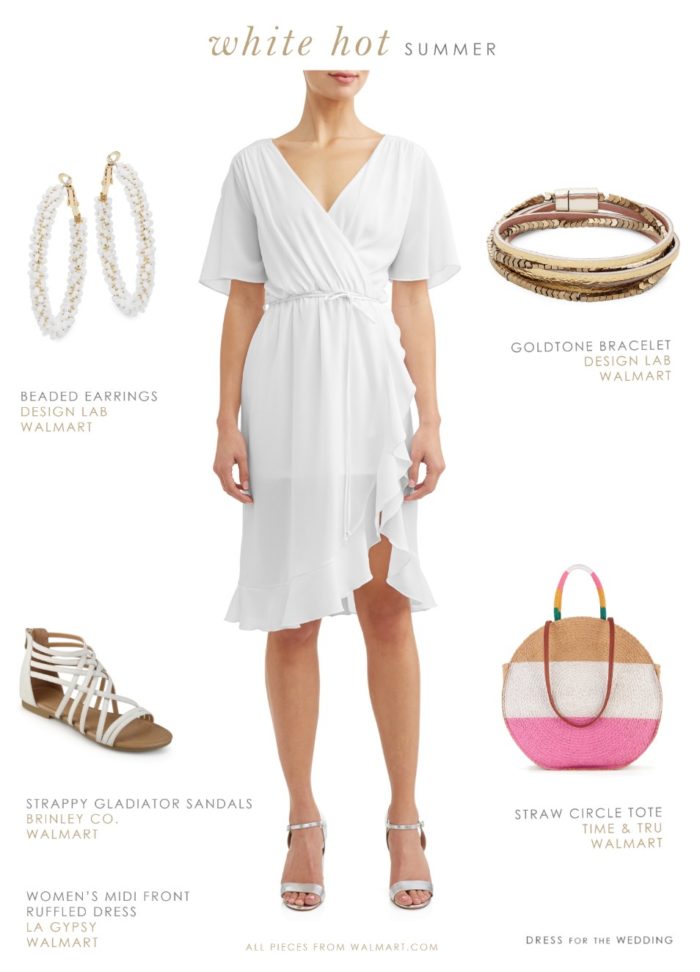 White summer outfit with affordable white wrap dress