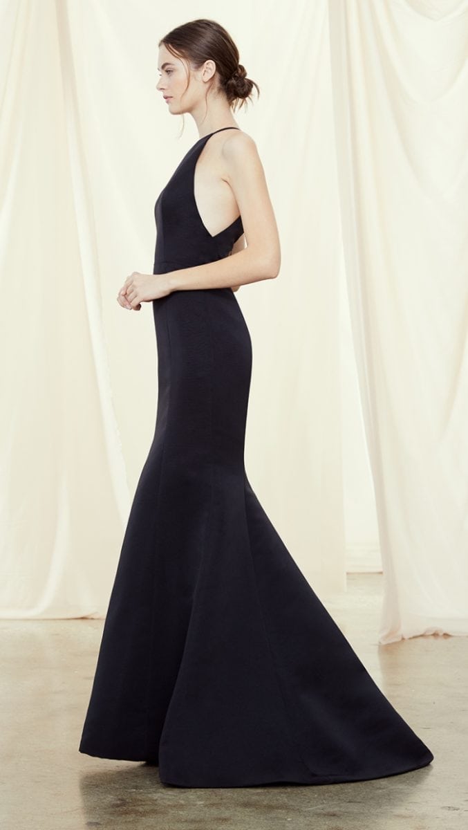 Chic black long bridesmaid dress by Amsale