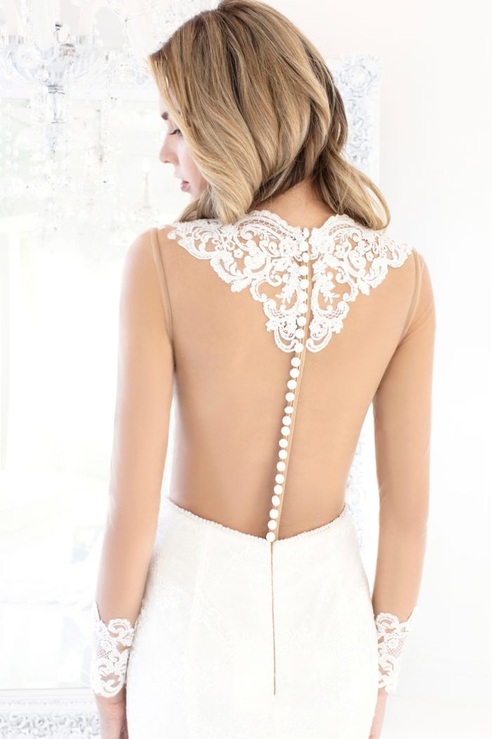 Lace back wedding dress with buttons