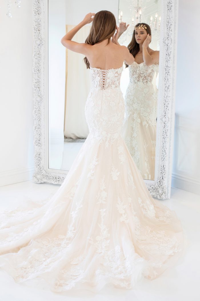 Strapless laced bodice bridal gown 