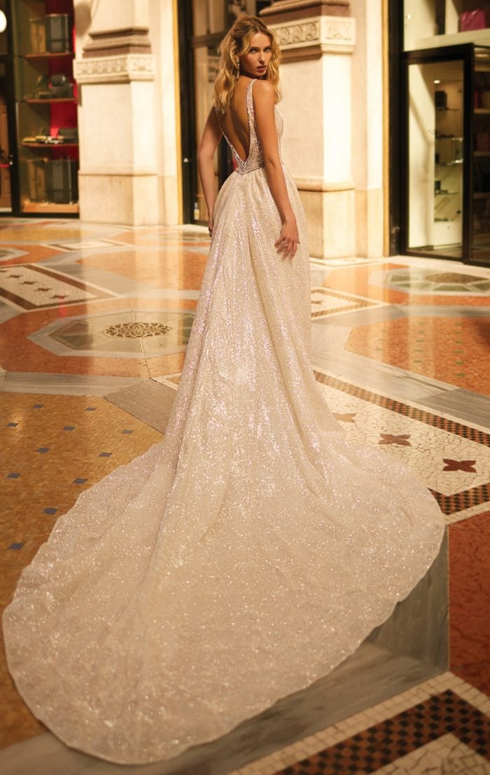 Wedding dress with dramatic train