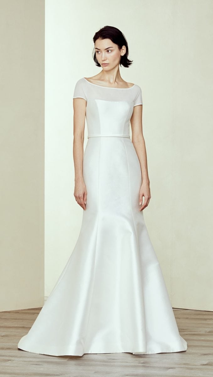 Short sleeve illusion neck bridal gown Denver