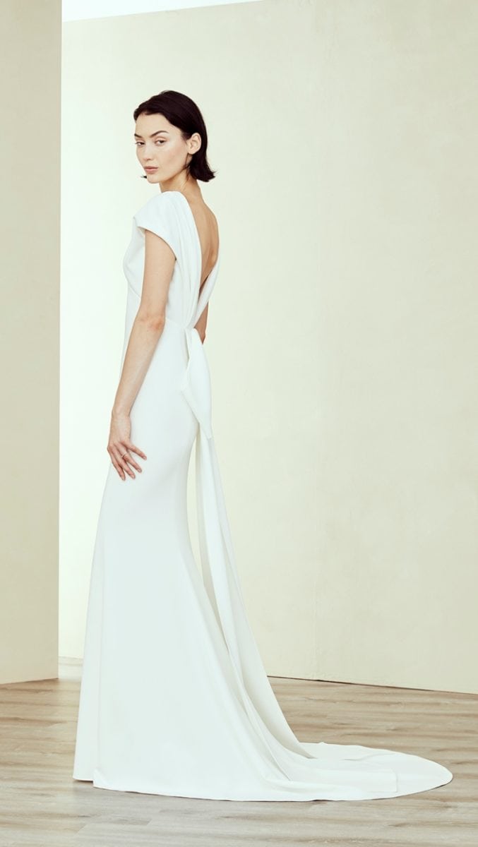 Short sleeve v neck wedding dress