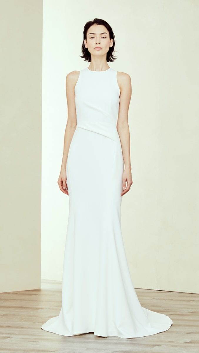 High neck sleeveless wedding dress