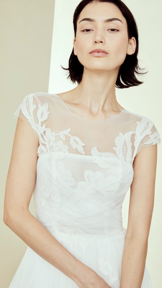 Cap sleeve wedding dress by Amsale