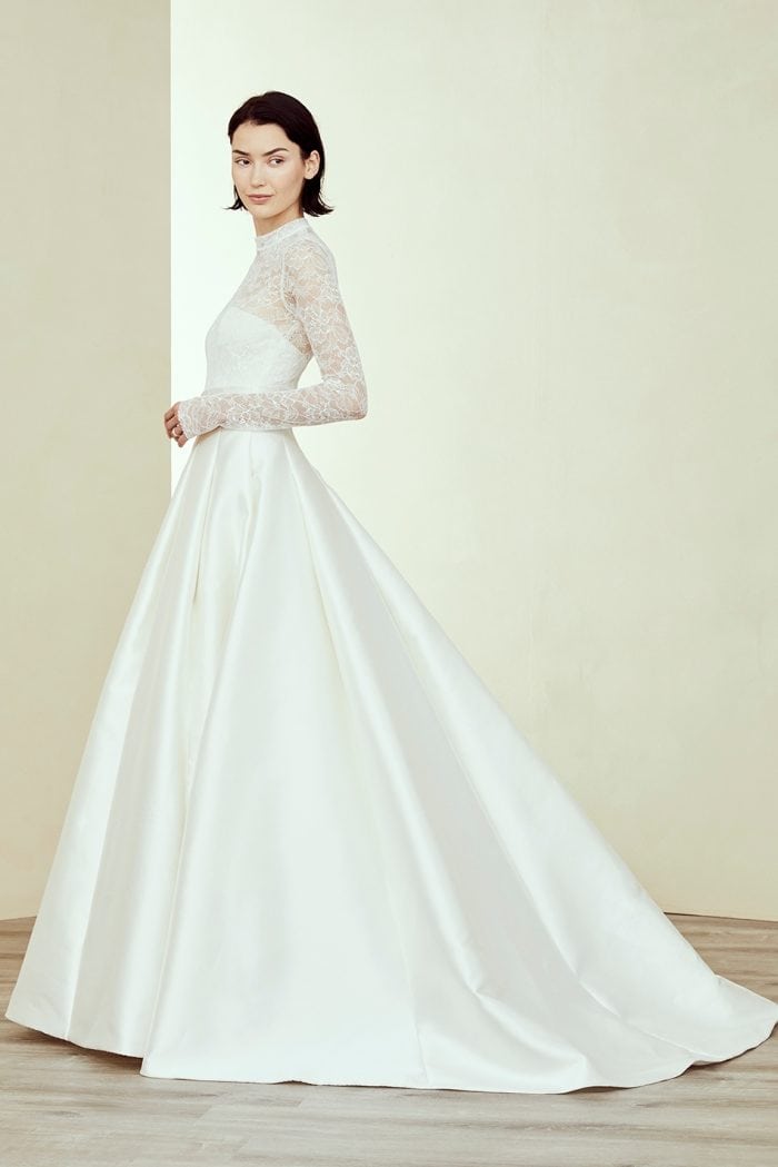 Ball gown wedding dress with Long sleeve sheer lace 