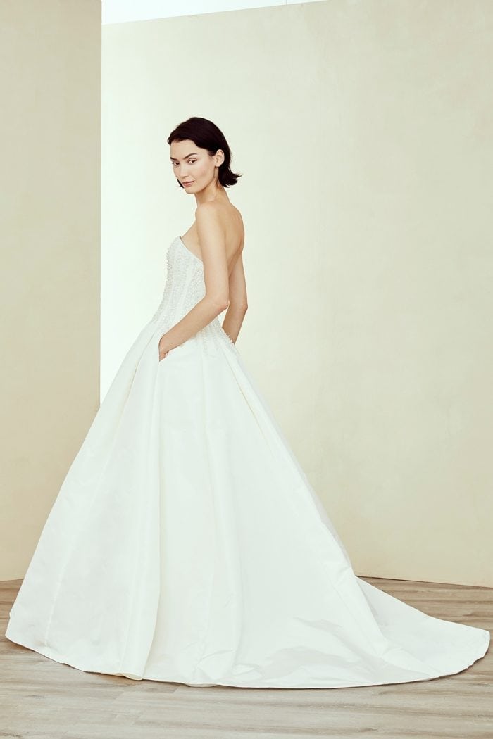 Beaded strapless ballgown wedding dress with pockets