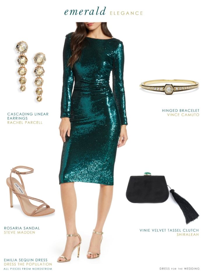 Green sequin dress for the holidays