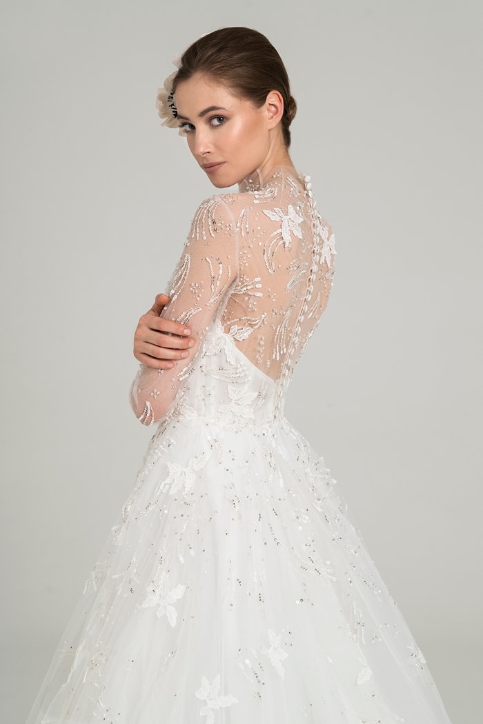 Sheer long sleeve bridal gown | Agra by Peter Langner