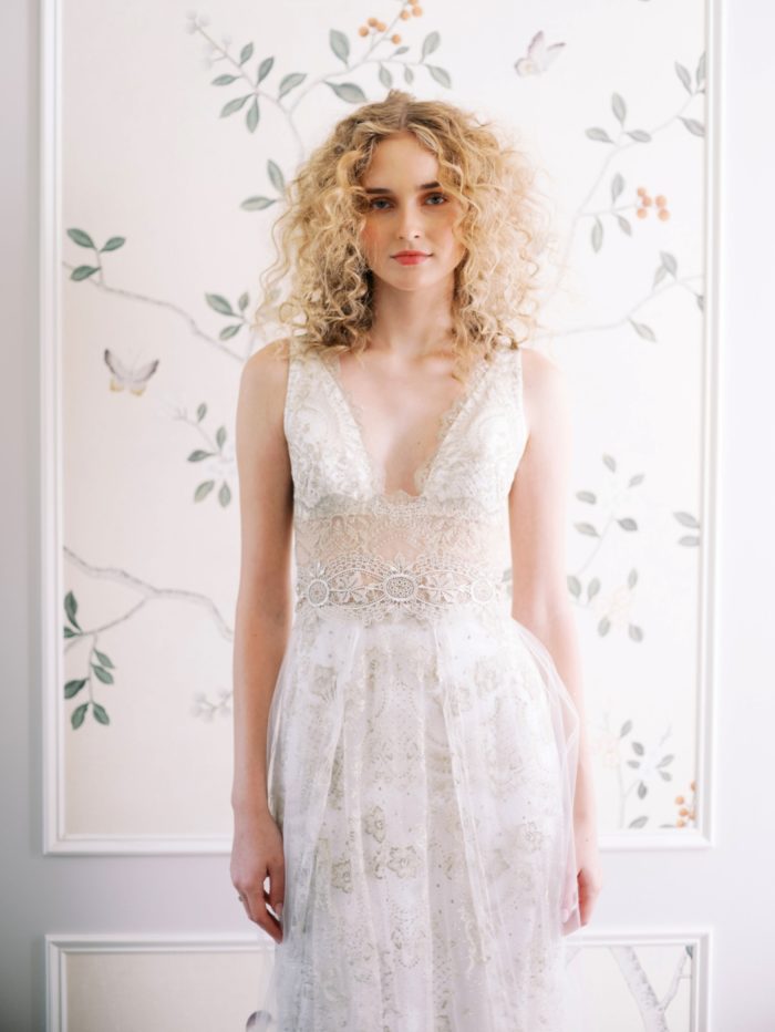 V neck Claire Pettibone Bridal