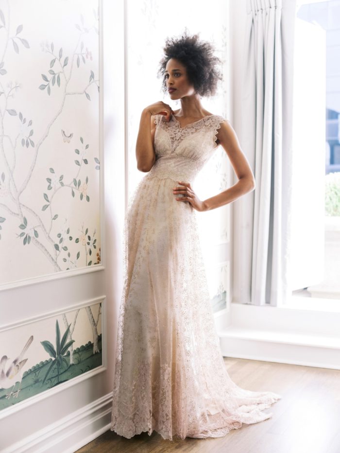 Embroidered boho wedding dresses Aurora Claire Pettibone