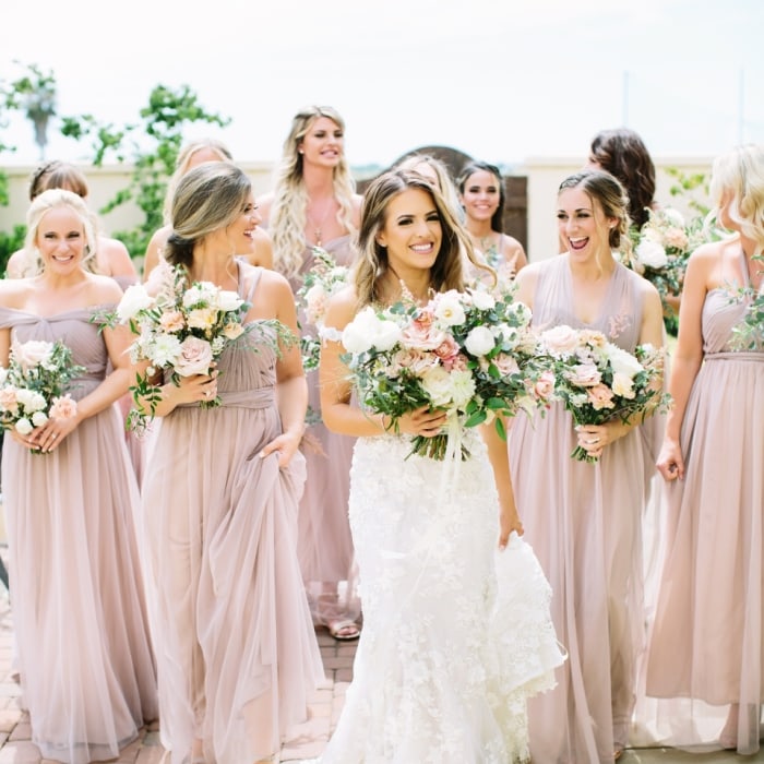 Blush bridesmaid dresses for 99 dollars