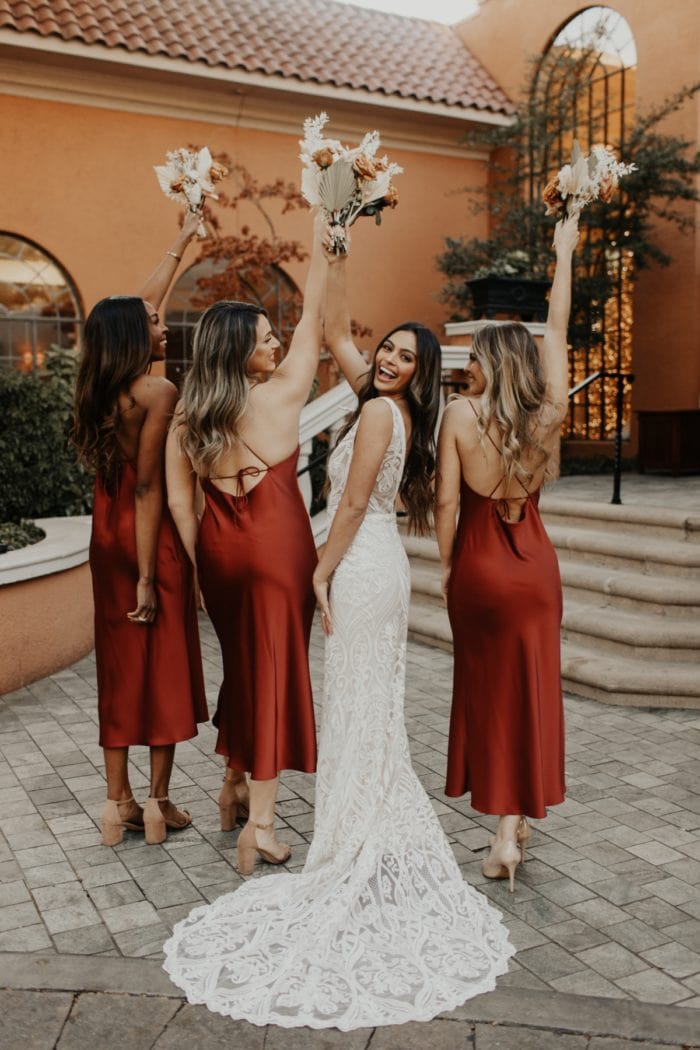 Satin Midi Bridesmaid Dresses