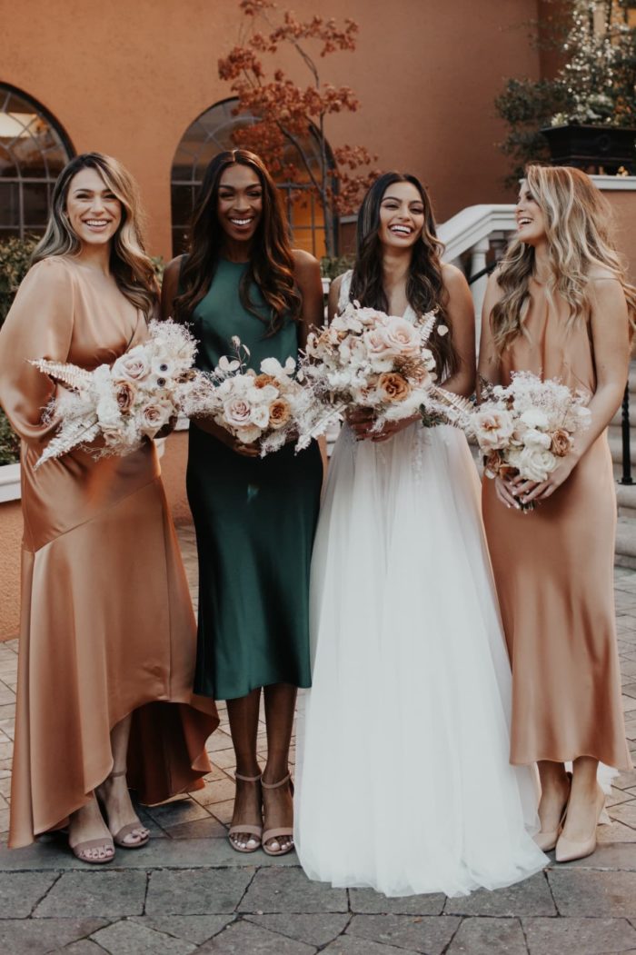 Neutral Satin bridesmaid dresses