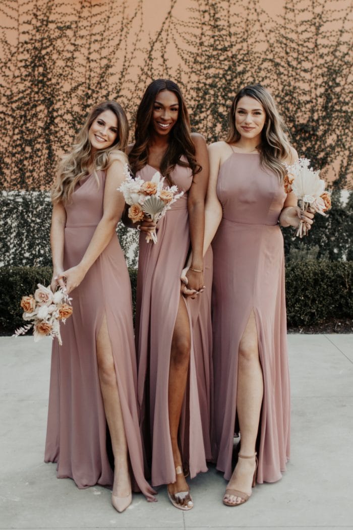 Mauve boho style bridesmaid dresses