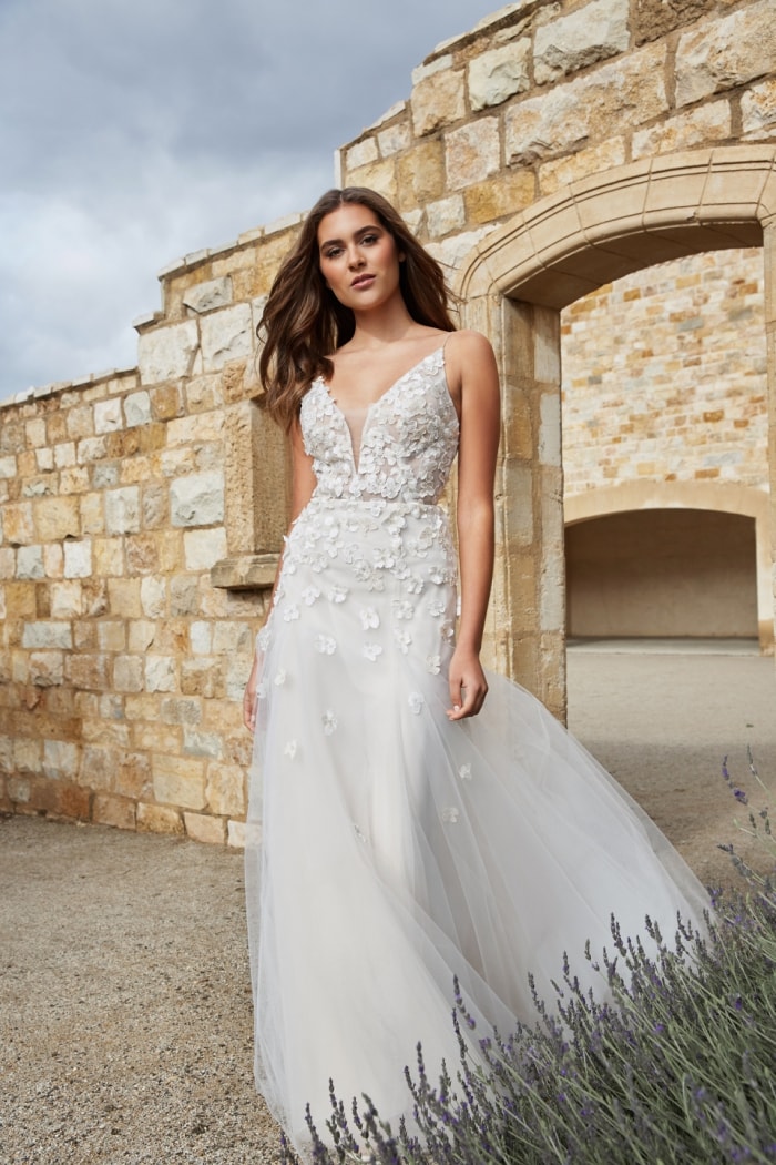 Spaghetti strap v neck floral Jenny by Jenny Yoo Wedding Dress