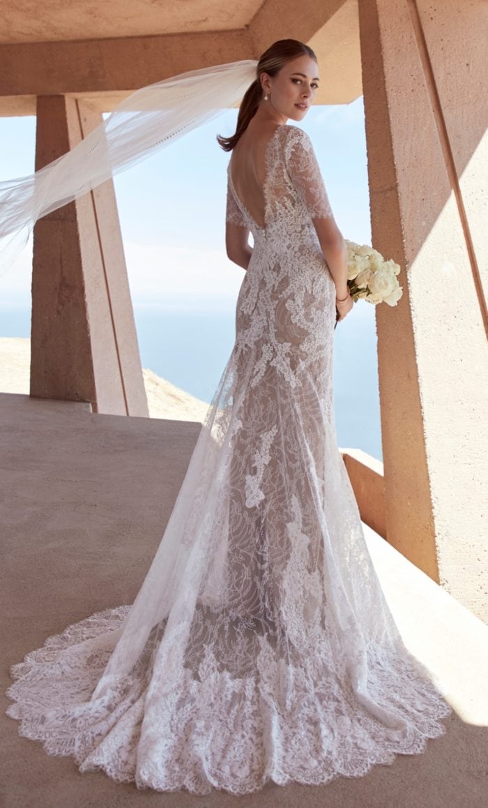 V back lace bridal gown