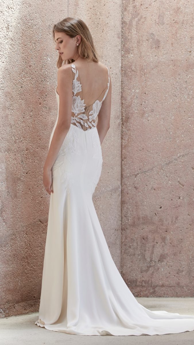 Lace open back wedding dress