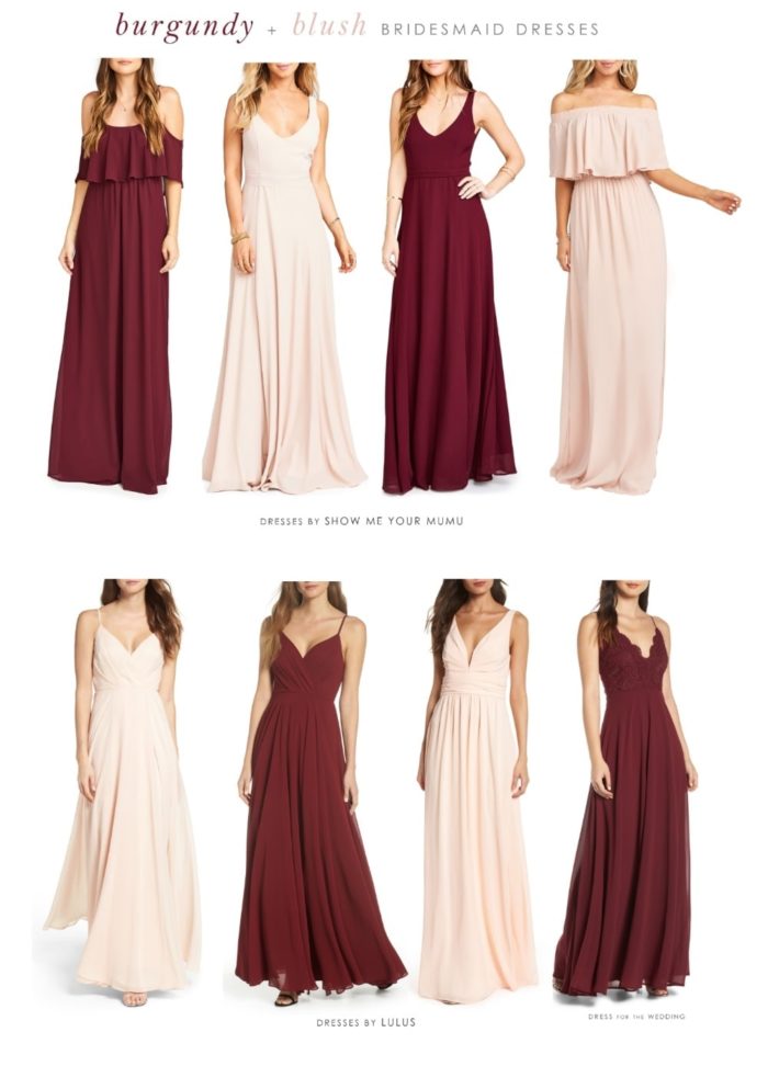 blush bridesmaid gowns