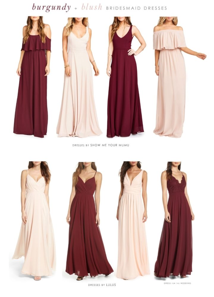 Blush and Burgundy Bridesmaid Dresses Dress for the Wedding
