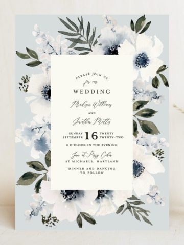 light blue floral wedding invitation