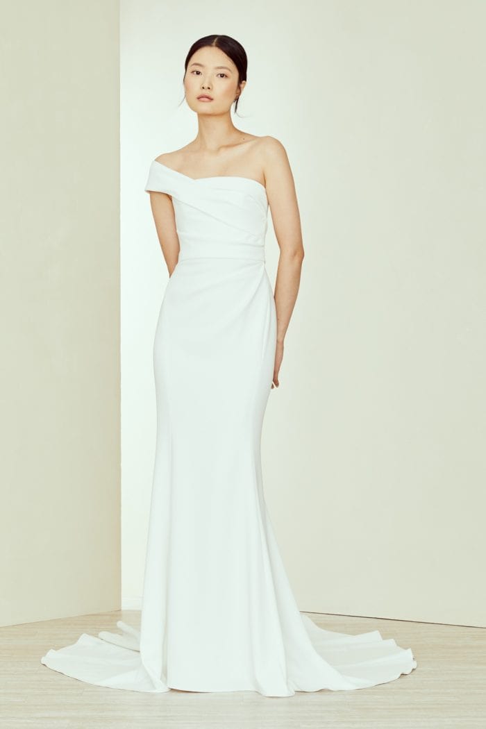 Modern Amsale Designer One Shoulder Wedding Dress