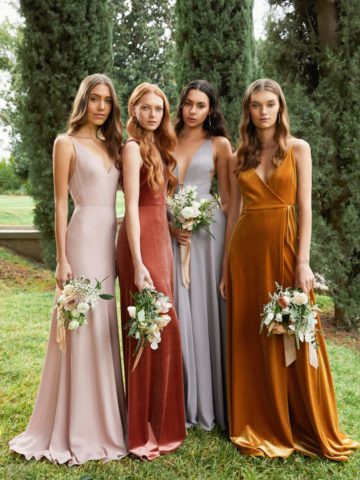 Mix and match multicolor bridesmaid dresses