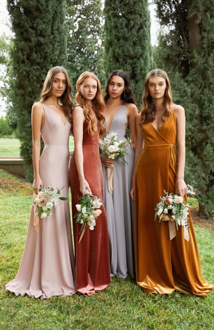 Mix and match multicolor bridesmaid dresses