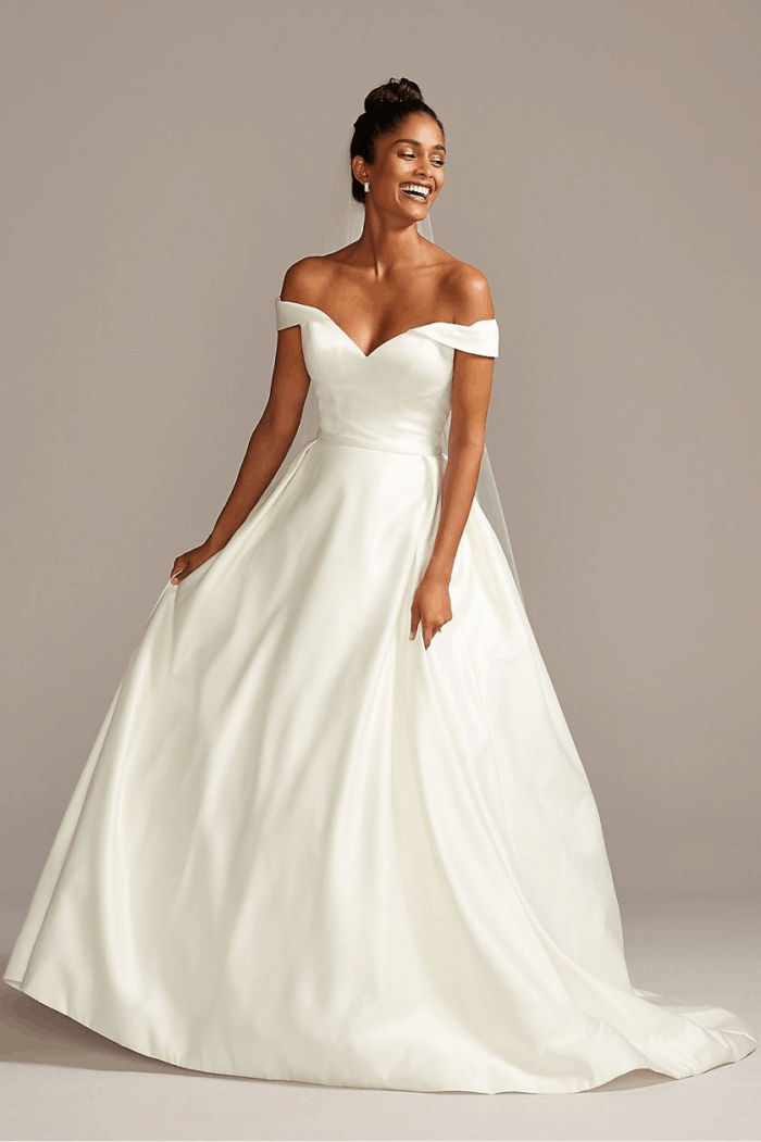 Off the shoulder ball gown wedding dress online