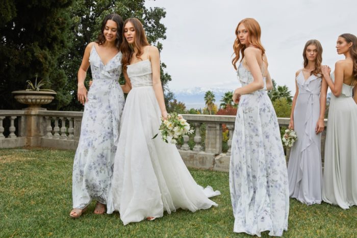Floral chiffon bridesmaid dresses