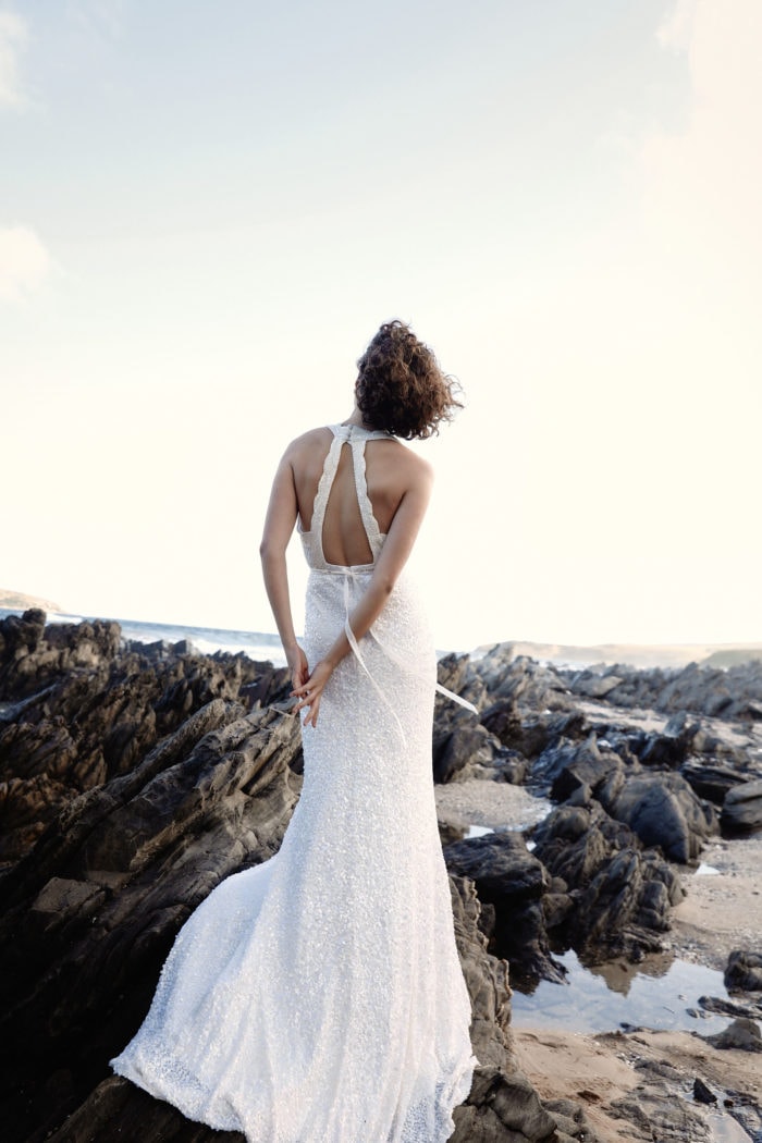 Strappy back sequin wedding dress Cindy