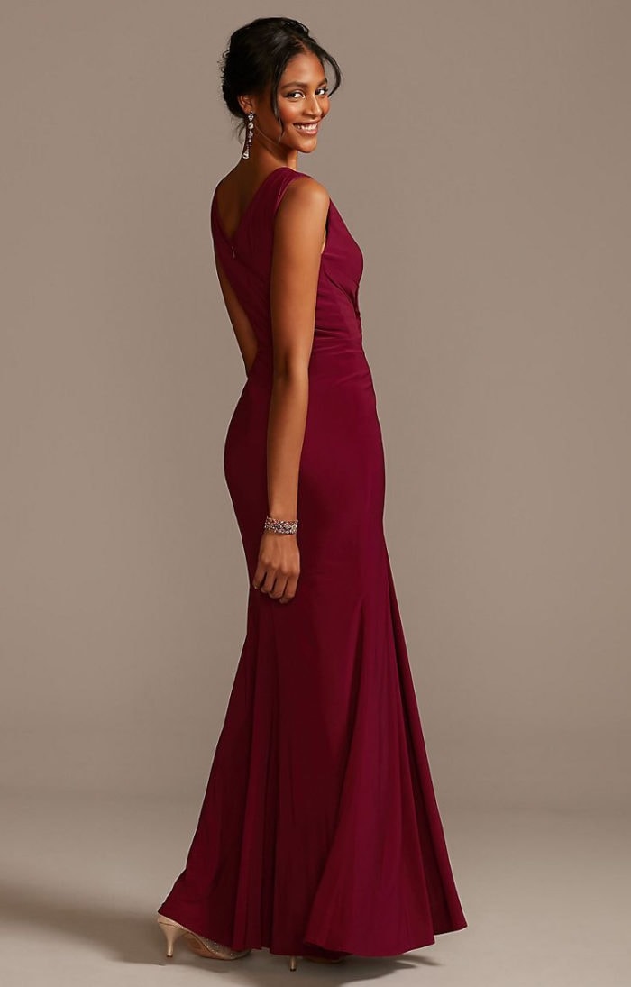 burgundy mother's dress