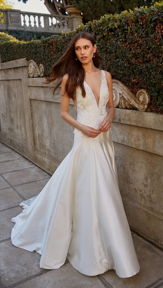 Fit and flare drop waist wedding dress