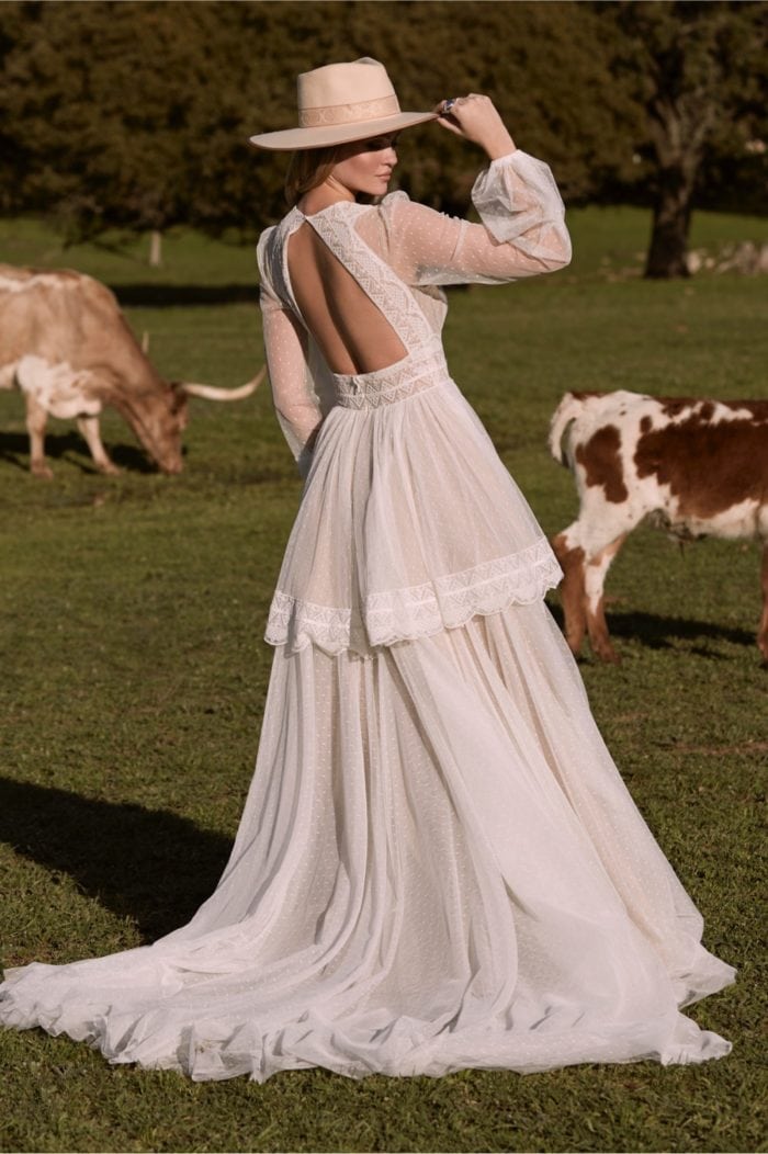 Long sleeve boho wedding dress