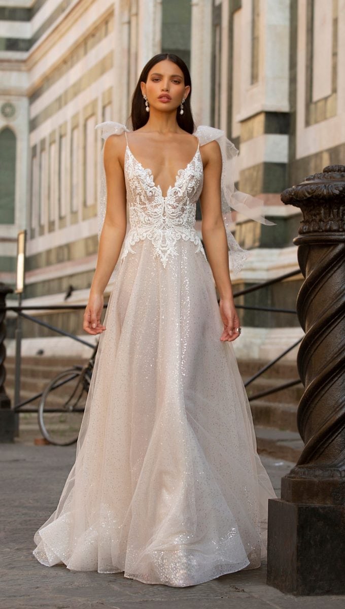 Lace tulle and beaded bridal gown