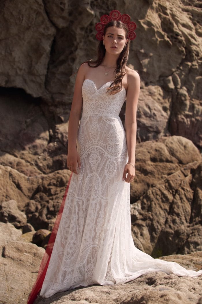 Willowby Cadah | Strapless lace wedding dress