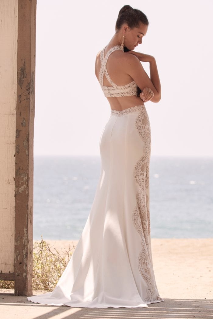 Boyd Gown Lace panel unique boho bridal gown