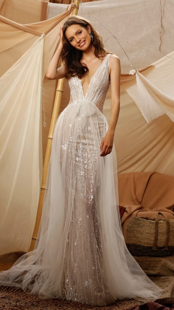 Side cutout layered wedding dressGali Muse by Berta