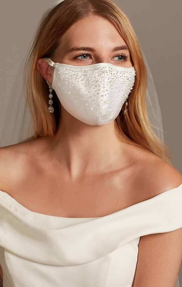 crystal embellished face mask for wedding