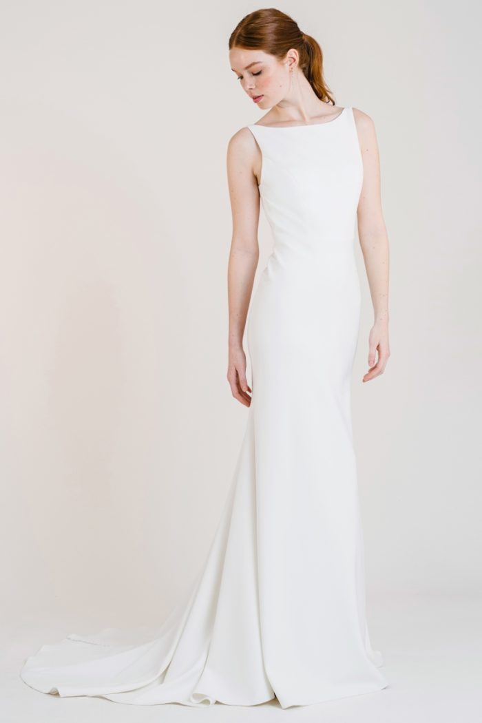 Boat neck wedding dress