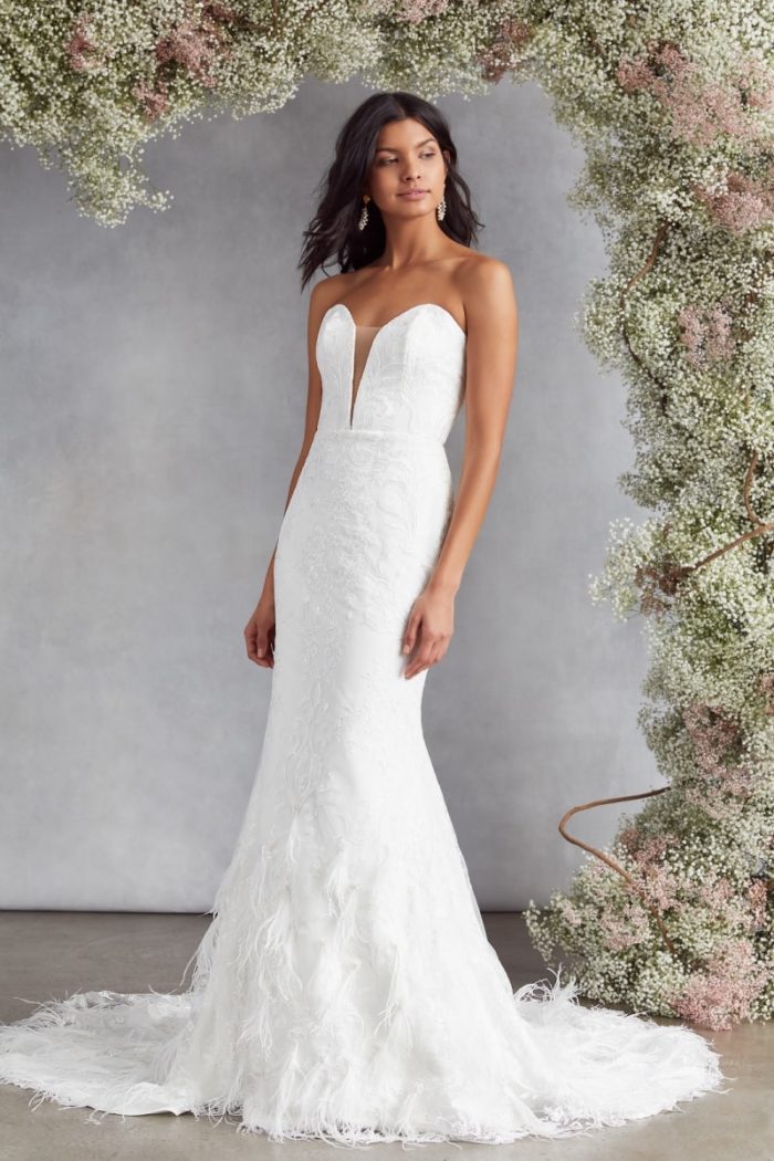 Strapless plunge wedding dress