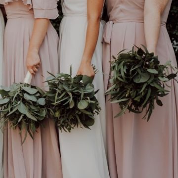 Bridesmaid dresses organized by color