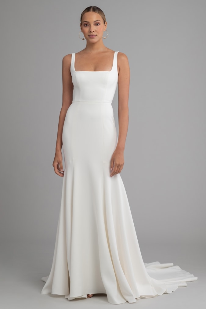 Square neck wedding dress by Jenny Yoo 2021