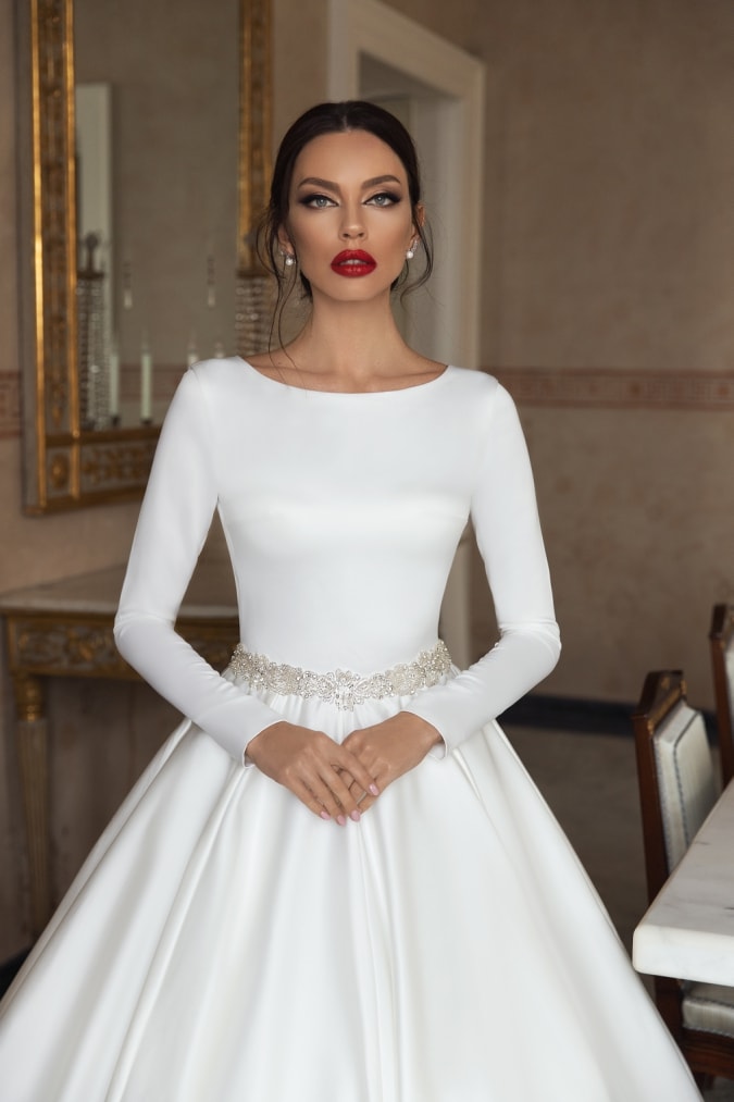 Modern long sleeve wedding dress