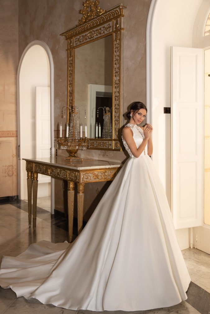 high neck sleeveless ballgown wedding dress