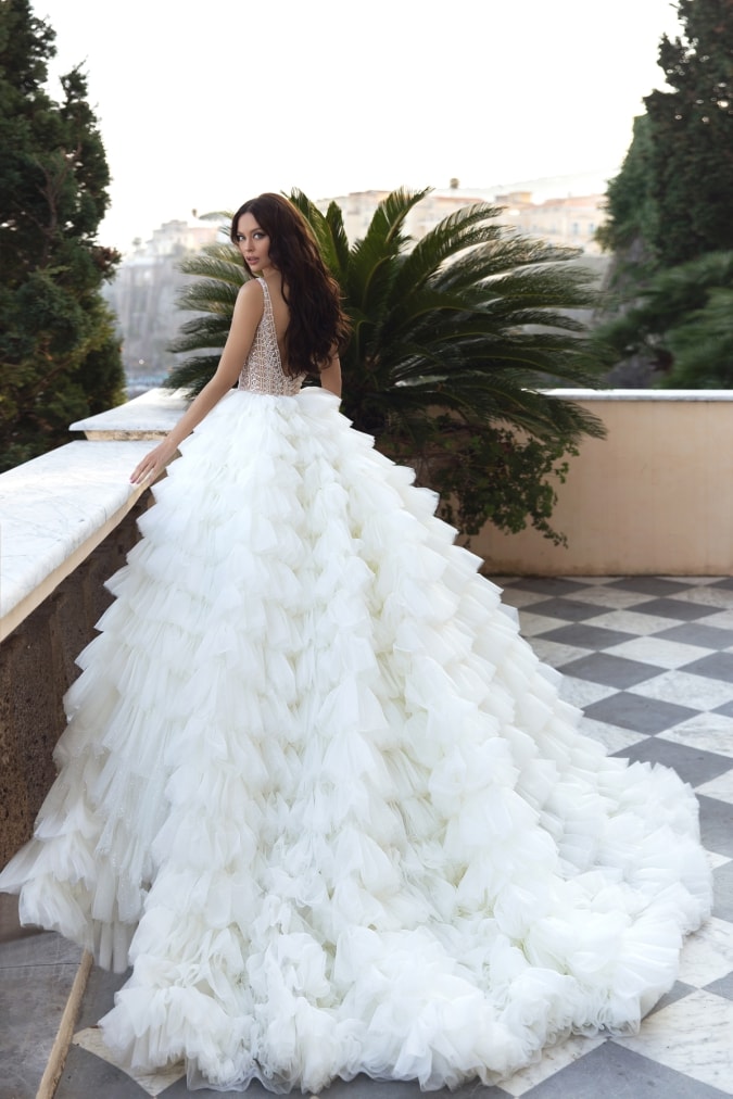 Tiered tulle ballgown wedding dress