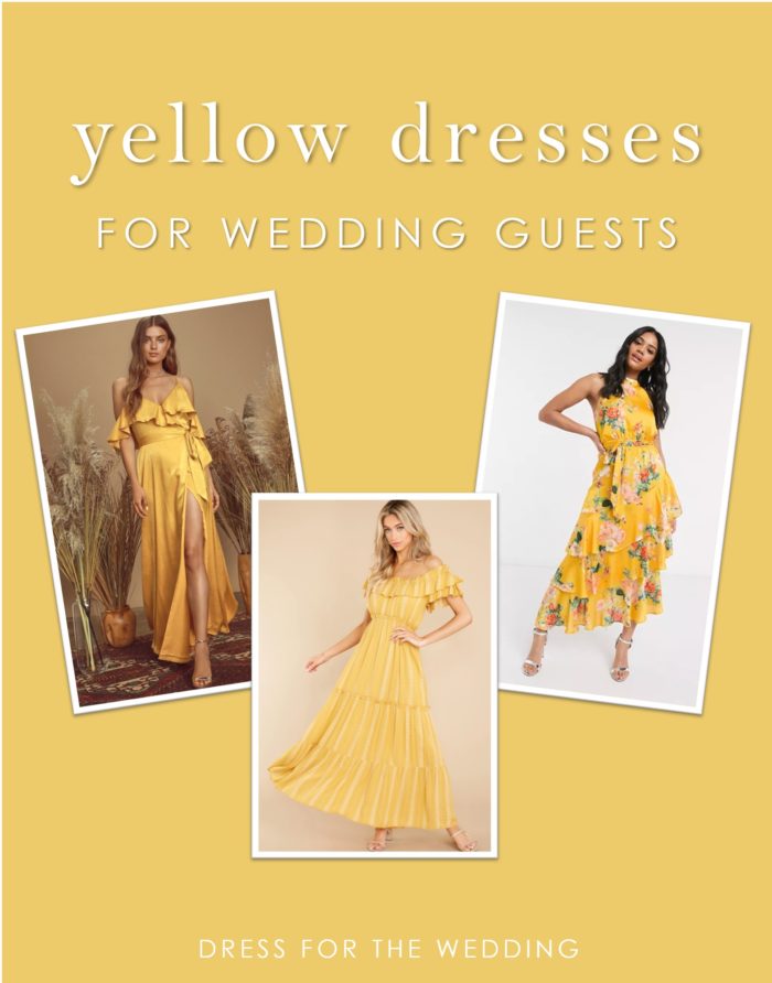 A collage of yellow dresses 